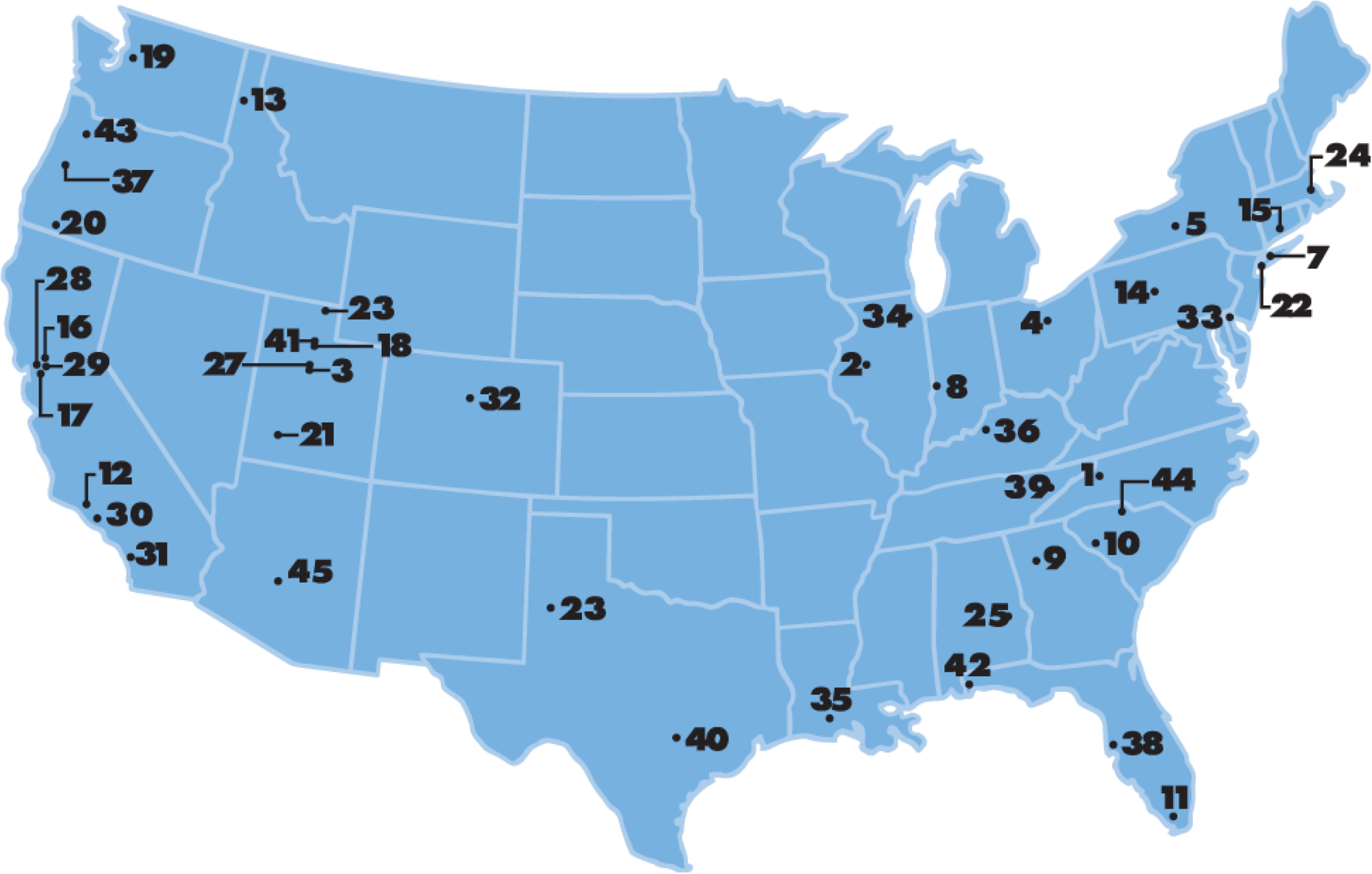 Map of Colleges where Alumni attend